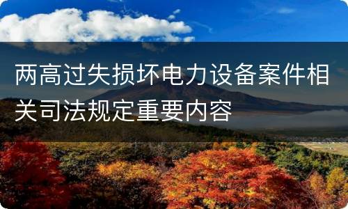 两高过失损坏电力设备案件相关司法规定重要内容