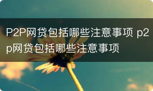 P2P网贷包括哪些注意事项 p2p网贷包括哪些注意事项