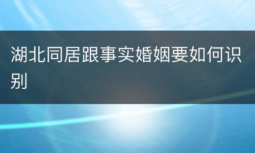 湖北同居跟事实婚姻要如何识别