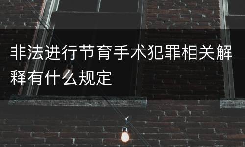 非法进行节育手术犯罪相关解释有什么规定