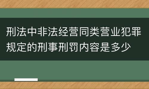 刑法中非法经营同类营业犯罪规定的刑事刑罚内容是多少