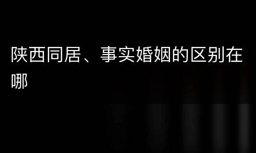 陕西同居、事实婚姻的区别在哪