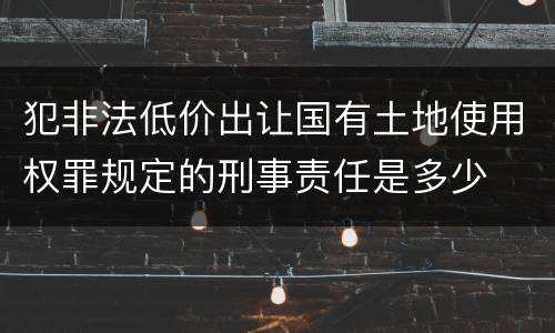 犯非法低价出让国有土地使用权罪规定的刑事责任是多少
