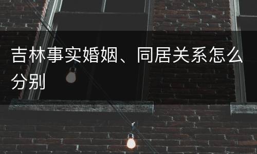 吉林事实婚姻、同居关系怎么分别