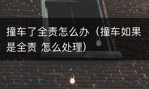 撞车了全责怎么办（撞车如果是全责 怎么处理）