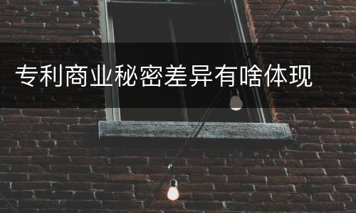 专利商业秘密差异有啥体现