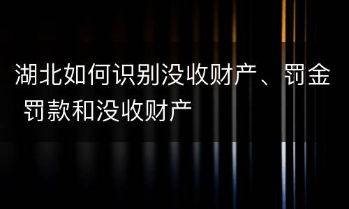 湖北如何识别没收财产、罚金 罚款和没收财产