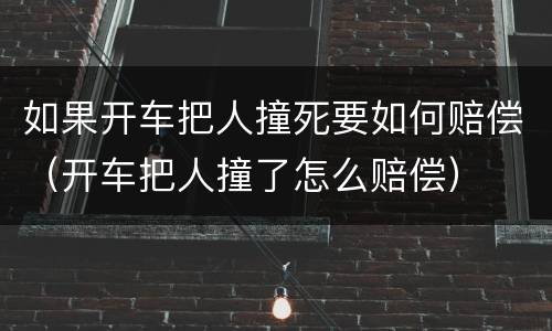 如果开车把人撞死要如何赔偿（开车把人撞了怎么赔偿）