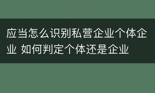 应当怎么识别私营企业个体企业 如何判定个体还是企业
