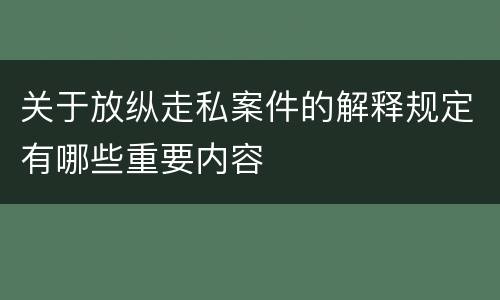 关于放纵走私案件的解释规定有哪些重要内容