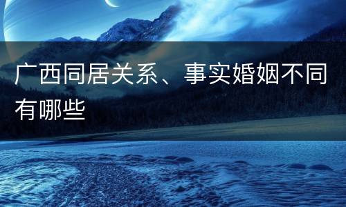 广西同居关系、事实婚姻不同有哪些