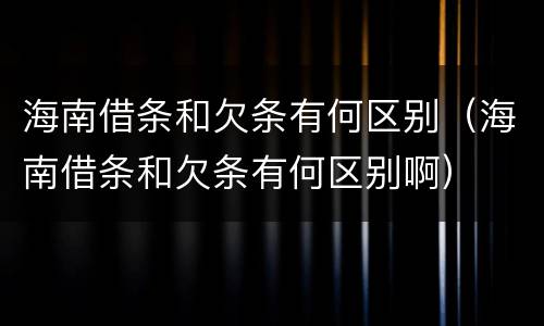 海南借条和欠条有何区别（海南借条和欠条有何区别啊）