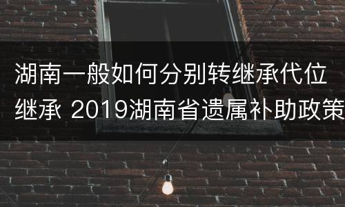 湖南一般如何分别转继承代位继承 2019湖南省遗属补助政策最新