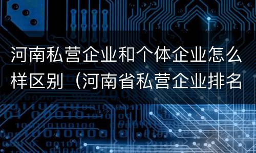 河南私营企业和个体企业怎么样区别（河南省私营企业排名）