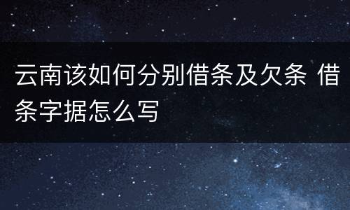 云南该如何分别借条及欠条 借条字据怎么写