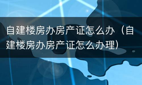 自建楼房办房产证怎么办（自建楼房办房产证怎么办理）