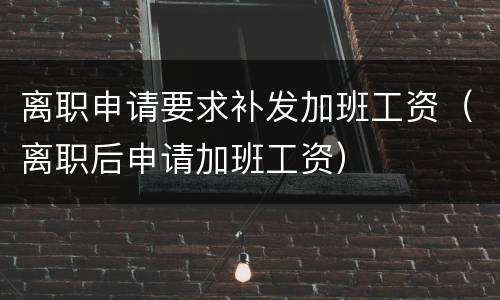 离职申请要求补发加班工资（离职后申请加班工资）