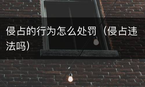 侵占的行为怎么处罚（侵占违法吗）