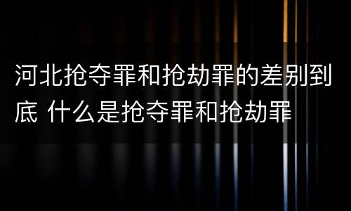 河北抢夺罪和抢劫罪的差别到底 什么是抢夺罪和抢劫罪