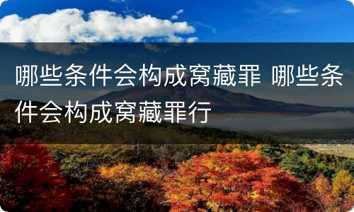 哪些条件会构成窝藏罪 哪些条件会构成窝藏罪行