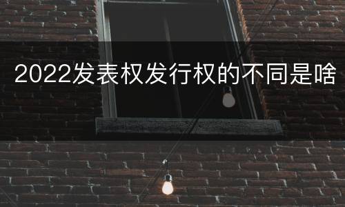 2022发表权发行权的不同是啥