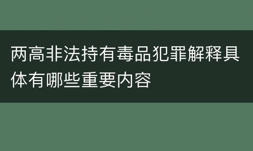两高非法持有毒品犯罪解释具体有哪些重要内容