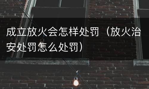 成立放火会怎样处罚（放火治安处罚怎么处罚）