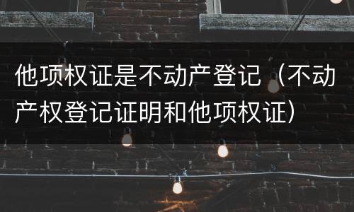 他项权证是不动产登记（不动产权登记证明和他项权证）