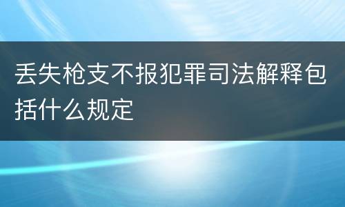 丢失枪支不报犯罪司法解释包括什么规定