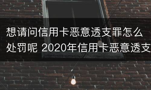 想请问信用卡恶意透支罪怎么处罚呢 2020年信用卡恶意透支最新规定