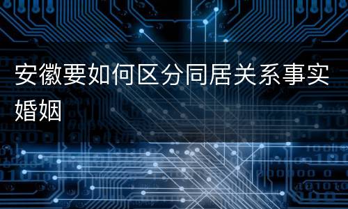 安徽要如何区分同居关系事实婚姻