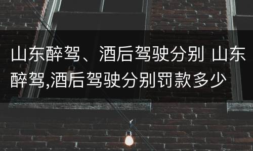 山东醉驾、酒后驾驶分别 山东醉驾,酒后驾驶分别罚款多少