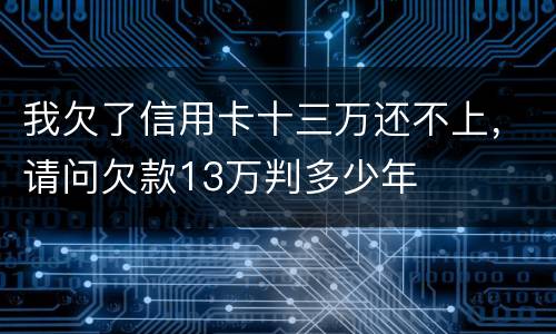 我欠了信用卡十三万还不上，请问欠款13万判多少年
