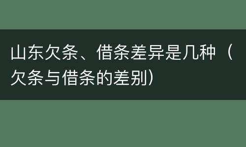 山东欠条、借条差异是几种（欠条与借条的差别）