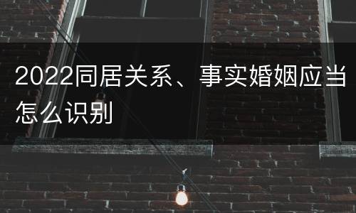 2022同居关系、事实婚姻应当怎么识别