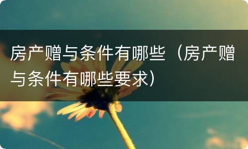 房产赠与条件有哪些（房产赠与条件有哪些要求）