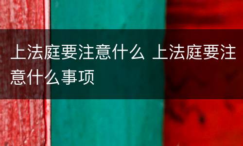 上法庭要注意什么 上法庭要注意什么事项