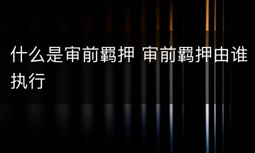 什么是审前羁押 审前羁押由谁执行