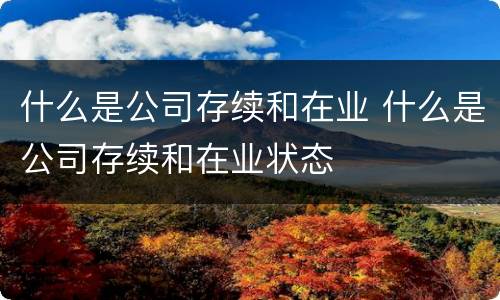什么是公司存续和在业 什么是公司存续和在业状态