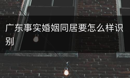 广东事实婚姻同居要怎么样识别