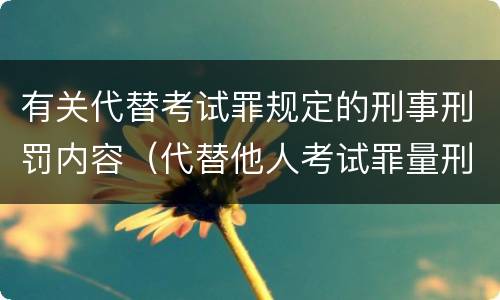 有关代替考试罪规定的刑事刑罚内容（代替他人考试罪量刑）