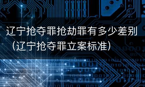 辽宁抢夺罪抢劫罪有多少差别（辽宁抢夺罪立案标准）