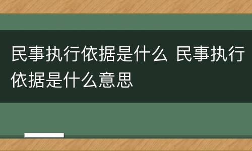 民事执行依据是什么 民事执行依据是什么意思