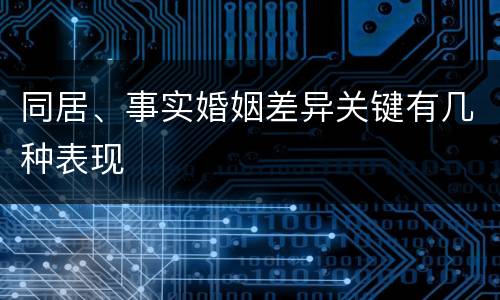 同居、事实婚姻差异关键有几种表现