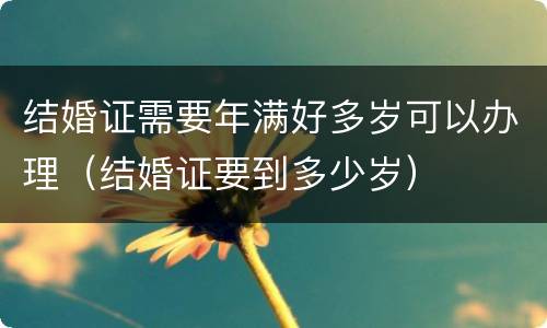 结婚证需要年满好多岁可以办理（结婚证要到多少岁）