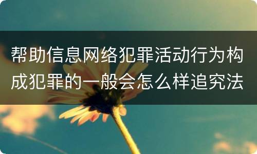 帮助信息网络犯罪活动行为构成犯罪的一般会怎么样追究法律责任