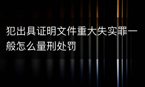犯出具证明文件重大失实罪一般怎么量刑处罚