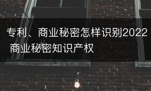 专利、商业秘密怎样识别2022 商业秘密知识产权