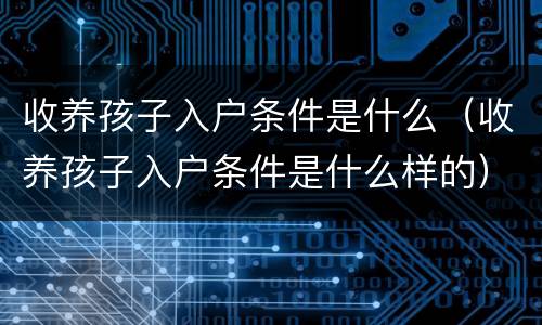 收养孩子入户条件是什么（收养孩子入户条件是什么样的）