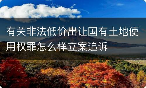 有关非法低价出让国有土地使用权罪怎么样立案追诉